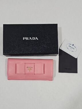 Prada Pink Bow Continental Wallet with Gold Logo #57